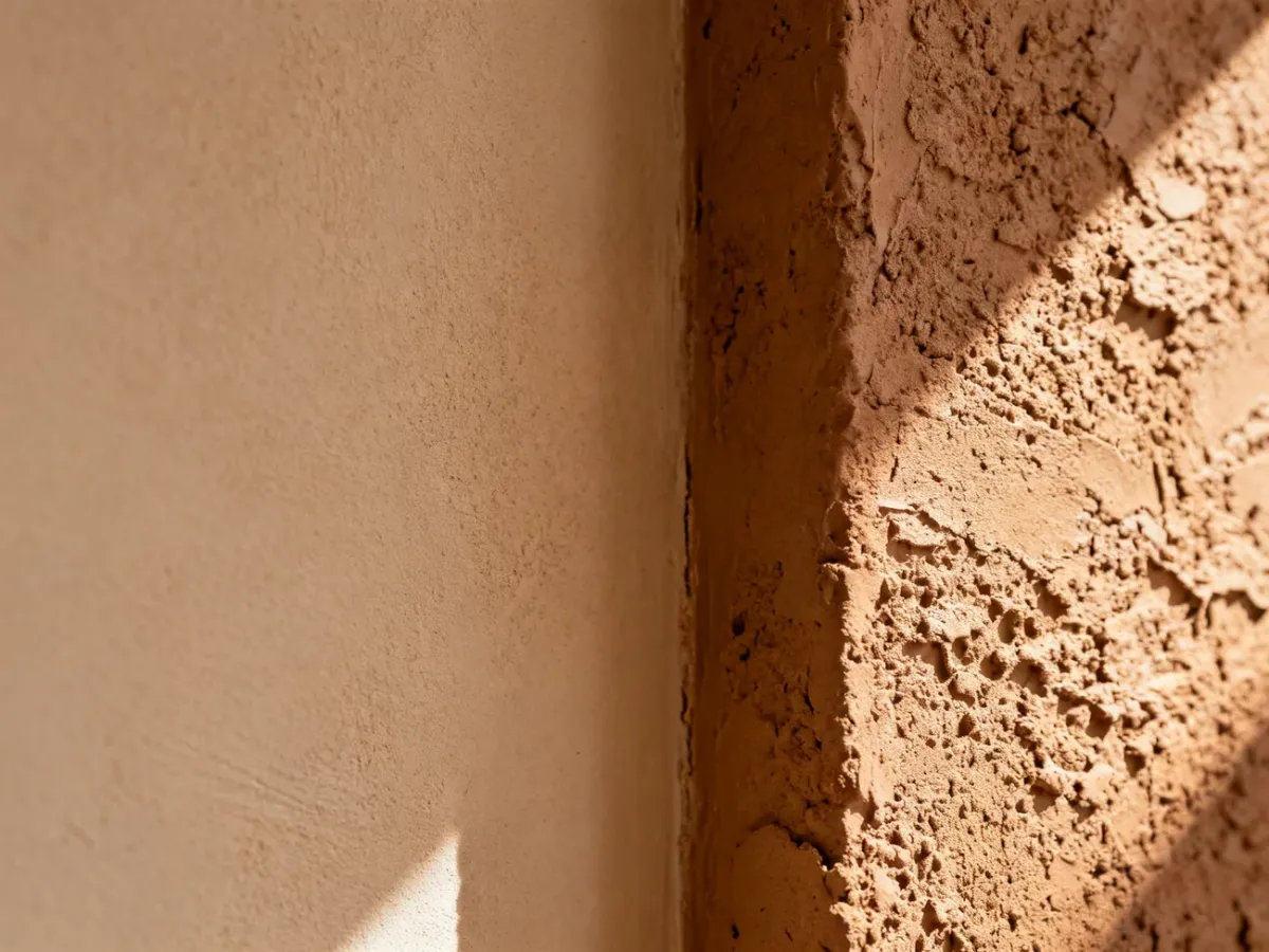 Comparison of smooth and textured clay plaster surfaces